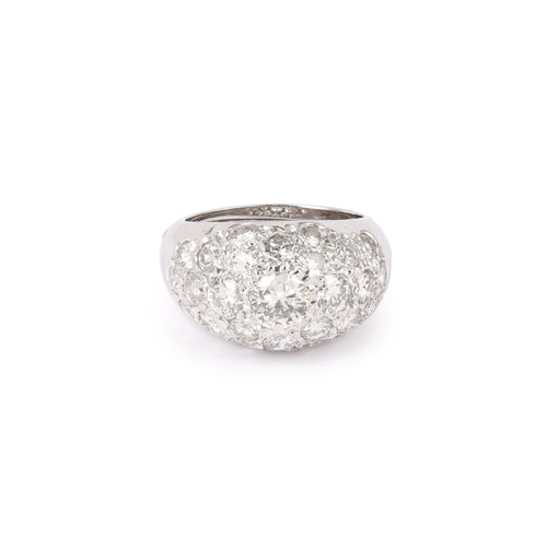 Bague 49 Bague jonc pavée de diamants en or gris 18 carats 58 Facettes BD196