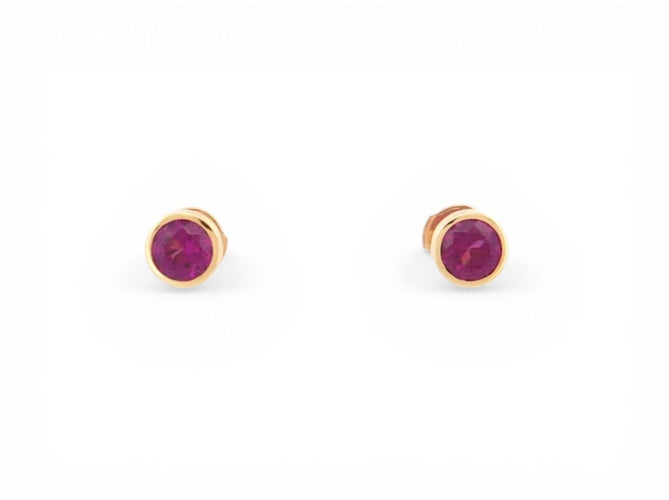 Boucles d'oreilles Poiray Lolita - Boucles d'oreilles puces en or jaune 18k et rhodolites 58 Facettes 273755