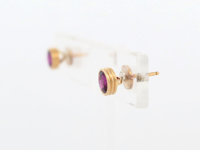 Boucles d'oreilles Poiray Lolita - Boucles d'oreilles puces en or jaune 18k et rhodolites 58 Facettes 273755