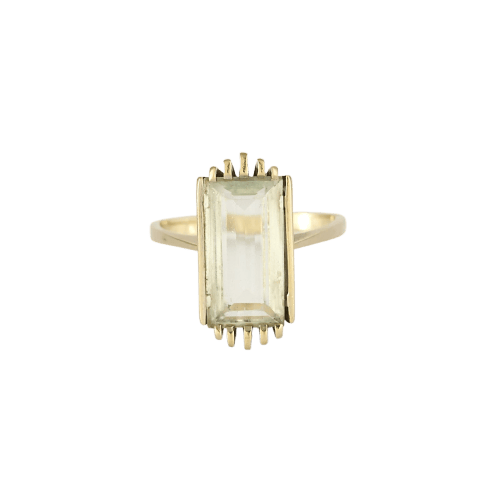 Bague 53 Bague en or gris 18 k à aigue-marine taille émeraude 58 Facettes Bague_003