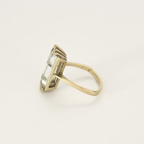 Bague 53 Bague en or gris 18 k à aigue-marine taille émeraude 58 Facettes Bague_003