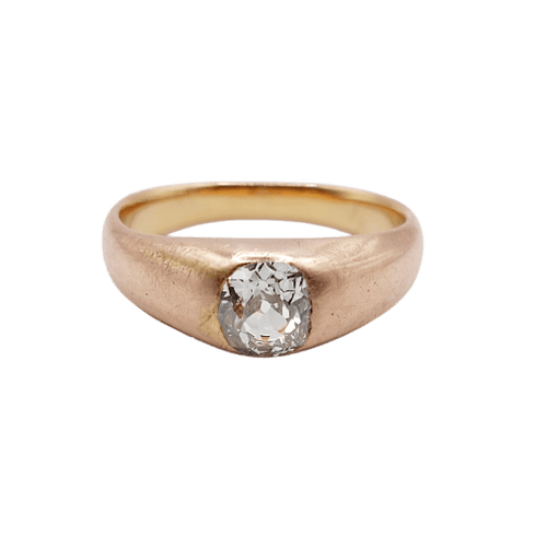 Bague 58.5 Bague jonc antique en or rose 18k avec diamant taille ancienne 58 Facettes A06899