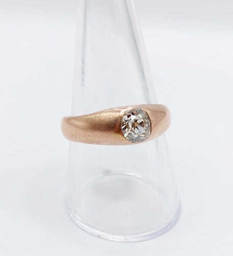 Bague 58.5 Bague jonc antique en or rose et diamant taille ancienne 58 Facettes A06899