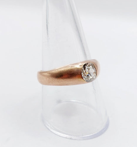 Bague 58.5 Bague jonc antique en or rose et diamant taille ancienne 58 Facettes A06899