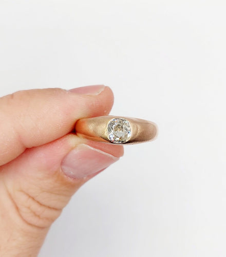 Bague 58.5 Bague jonc antique en or rose et diamant taille ancienne 58 Facettes A06899