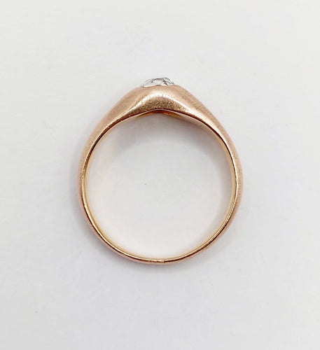 Bague 58.5 Bague jonc antique en or rose et diamant taille ancienne 58 Facettes A06899