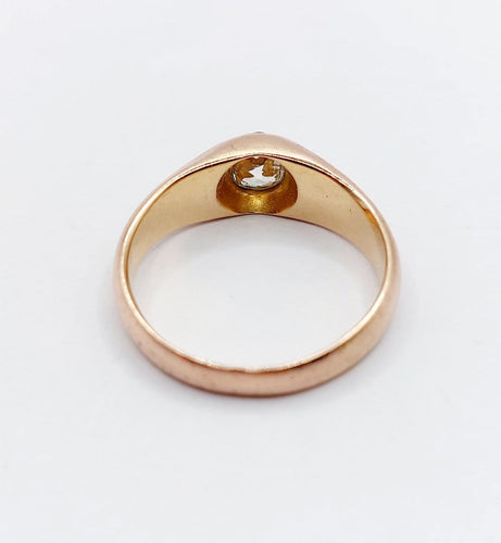 Bague 58.5 Bague jonc antique en or rose et diamant taille ancienne 58 Facettes A06899