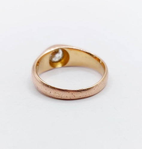 Bague 58.5 Bague jonc antique en or rose et diamant taille ancienne 58 Facettes A06899