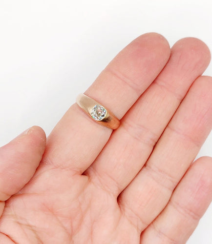 Bague 58.5 Bague jonc antique en or rose 18k avec diamant taille ancienne 58 Facettes A06899