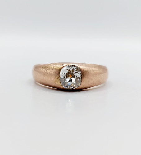 Bague 58.5 Bague jonc antique en or rose et diamant taille ancienne 58 Facettes A06899