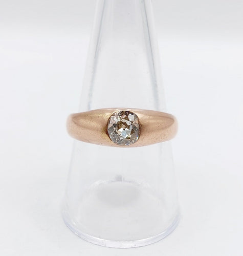 Bague 58.5 Bague jonc antique en or rose et diamant taille ancienne 58 Facettes A06899