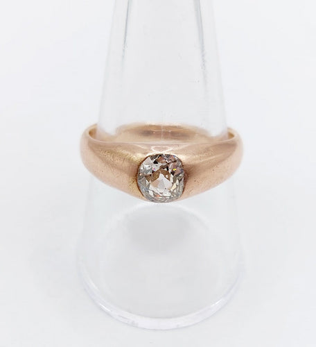 Bague 58.5 Bague jonc antique en or rose 18k avec diamant taille ancienne 58 Facettes A06899