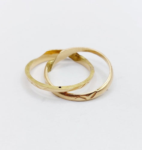 Bague 59 Alliance jumelée victorienne - Bague en or rose 18 k (circa 1880) 58 Facettes A06860