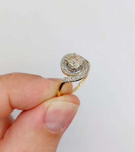 Bague 55 Bague tourbillon antique en or 18k et platine, diamants 58 Facettes A06861