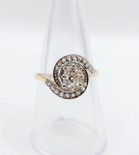 Bague 55 Bague tourbillon antique en or 18k et platine, diamants 58 Facettes A06861