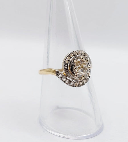 Bague 55 Bague tourbillon antique en or 18k et platine, diamants 58 Facettes A06861