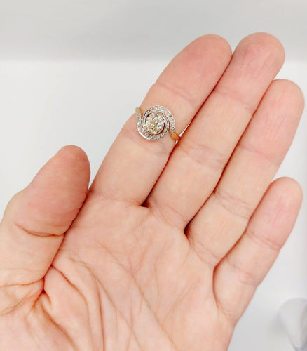 Bague 55 Bague tourbillon antique en or 18k et platine, diamants 58 Facettes A06861