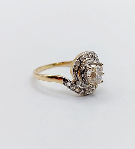 Bague 55 Bague tourbillon antique en or 18k et platine, diamants 58 Facettes A06861