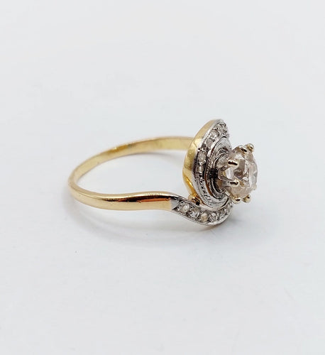 Bague 55 Bague tourbillon antique en or 18k et platine, diamants 58 Facettes A06861