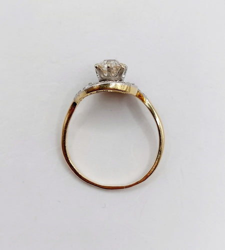 Bague 55 Bague tourbillon antique en or 18k et platine, diamants 58 Facettes A06861