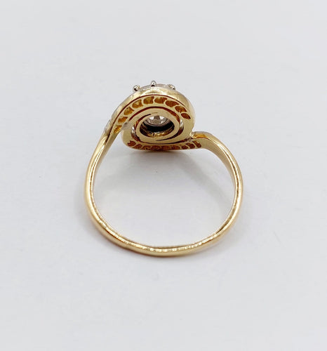 Bague 55 Bague tourbillon antique en or 18k et platine, diamants 58 Facettes A06861