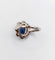 Bague 48 Bague marguerite antique en or blanc 18k et platine, saphir et diamants 58 Facettes A06876
