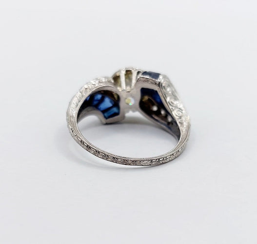 Bague 54.5 Bague Art déco - Diamant taille ancienne 1,60 ct en or blanc 18k 58 Facettes A06886