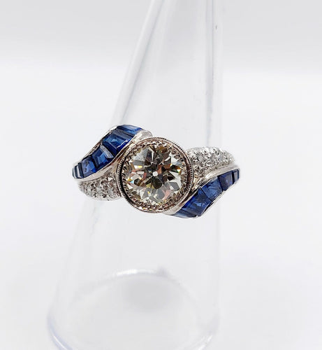 Bague 54.5 Bague Art déco - Diamant taille ancienne 1,60 ct en or blanc 18k 58 Facettes A06886