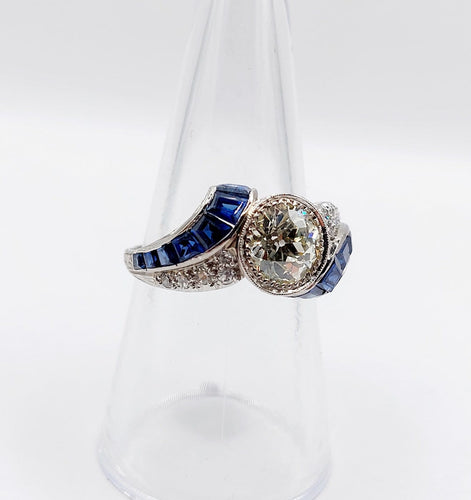 Bague 54.5 Bague Art déco - Diamant taille ancienne 1,60 ct en or blanc 18k 58 Facettes A06886