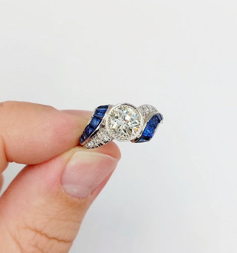 Bague 54.5 Bague Art déco - Diamant taille ancienne 1,60 ct en or blanc 18k 58 Facettes A06886