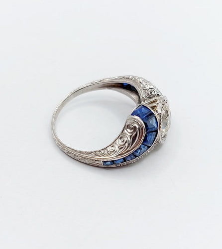 Bague 54.5 Bague Art déco - Diamant taille ancienne 1,60 ct en or blanc 18k 58 Facettes A06886