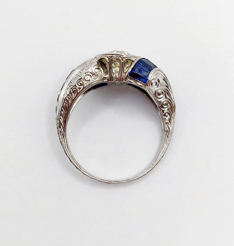 Bague 54.5 Bague Art déco - Diamant taille ancienne 1,60 ct en or blanc 18k 58 Facettes A06886