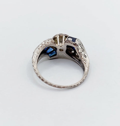 Bague 54.5 Bague Art déco - Diamant taille ancienne 1,60 ct en or blanc 18k 58 Facettes A06886