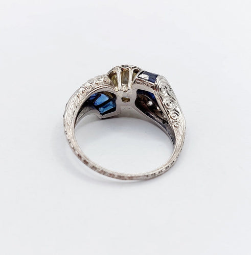 Bague 54.5 Bague Art déco - Diamant taille ancienne 1,60 ct en or blanc 18k 58 Facettes A06886