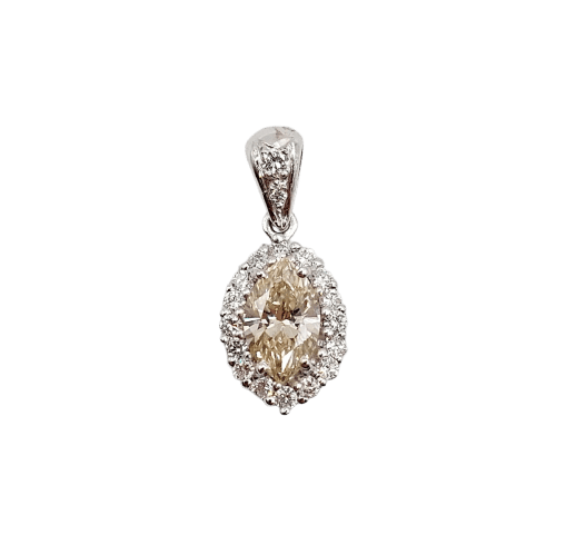 Pendentif Pendentif vintage en or blanc 18k avec diamants, marquise 0,48 ct 58 Facettes A06888