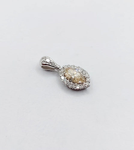 Pendentif Pendentif vintage en or blanc 18k avec diamants, marquise 0,48 ct 58 Facettes A06888
