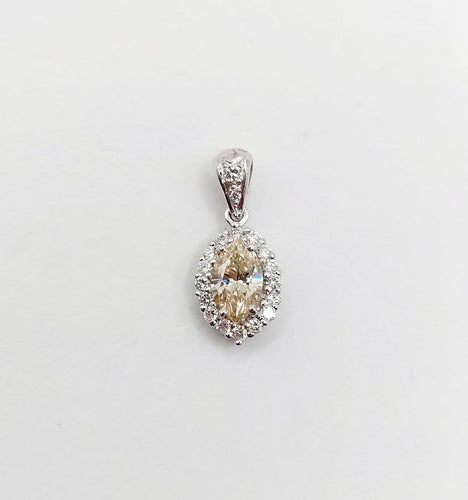 Pendentif Pendentif vintage en or blanc 18k avec diamants, marquise 0,48 ct 58 Facettes A06888