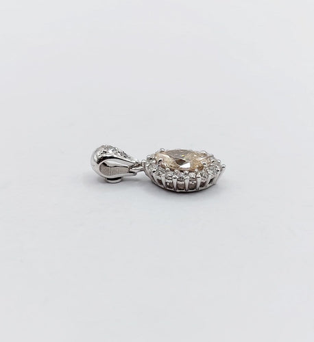 Pendentif Pendentif vintage en or blanc 18k avec diamants, marquise 0,48 ct 58 Facettes A06888