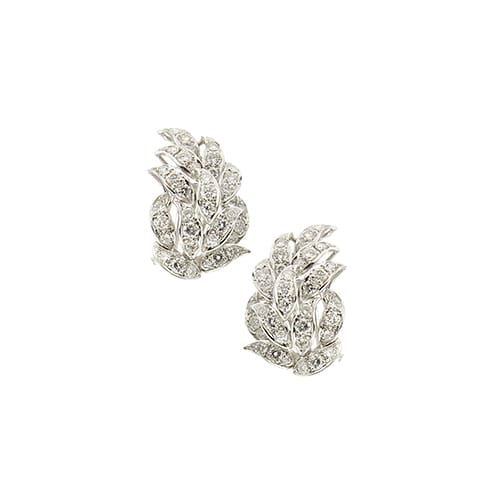 Boucles d'oreilles Boucles d'oreilles feuilles à diamants en or blanc 18 ct 58 Facettes 31914