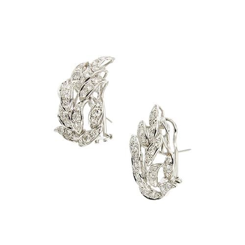 Boucles d'oreilles Boucles d'oreilles feuilles à diamants en or blanc 18 ct 58 Facettes 31914