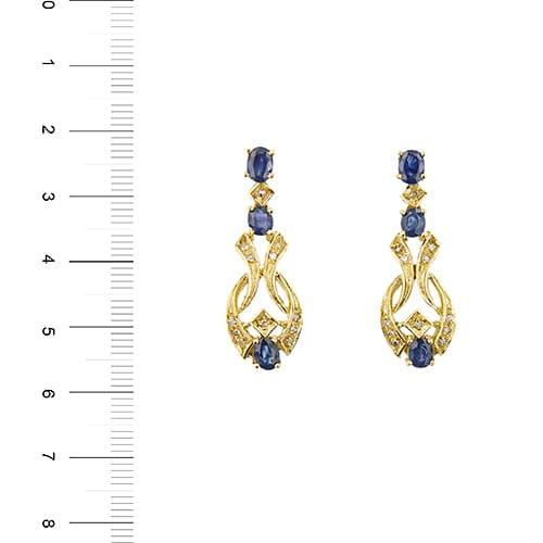 Boucles d'oreilles Boucles d’oreilles pendantes - Or jaune 18 ct, saphirs et diamants 58 Facettes 40862