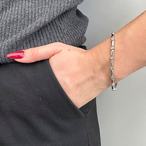 Bracelet Bracelet tennis - Bracelet en or blanc 18 ct et diamants 0,48 ct 58 Facettes 39025