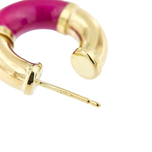 Boucles d'oreilles Boucles d’oreilles créoles en or jaune 18 ct et émail fuchsia 58 Facettes 40715