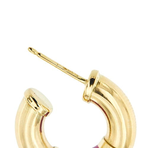 Boucles d'oreilles Boucles d’oreilles créoles en or jaune 18 ct et émail fuchsia 58 Facettes 40715