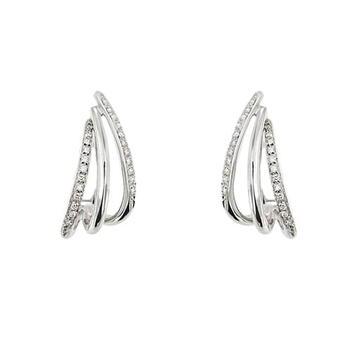 Boucles d'oreilles Boucles d’oreilles à voile en or blanc 18 ct et diamants 58 Facettes 37254