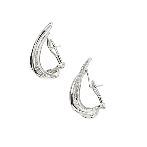 Boucles d'oreilles Boucles d’oreilles à voile en or blanc 18 ct et diamants 58 Facettes 37254