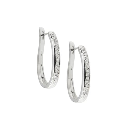 Boucles d'oreilles Boucles d'oreilles créoles ovales en or blanc 18 ct avec diamants 58 Facettes 37200