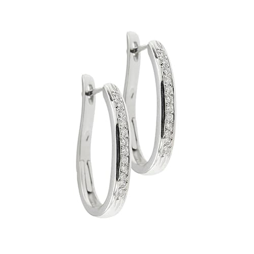 Boucles d'oreilles Boucles d'oreilles créoles ovales en or blanc 18 ct avec diamants 58 Facettes 37200