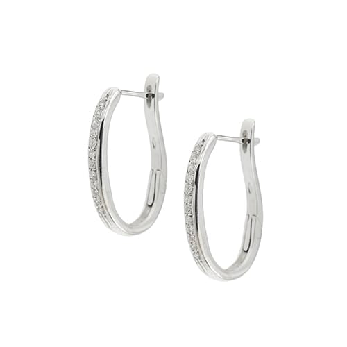 Boucles d'oreilles Boucles d'oreilles créoles ovales en or blanc 18 ct avec diamants 58 Facettes 37200