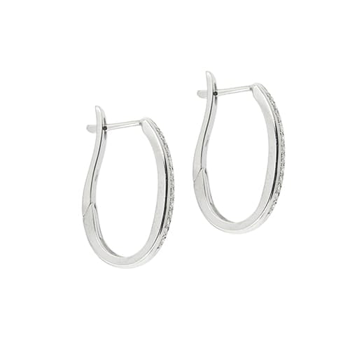 Boucles d'oreilles Boucles d'oreilles créoles ovales en or blanc 18 ct avec diamants 58 Facettes 37200